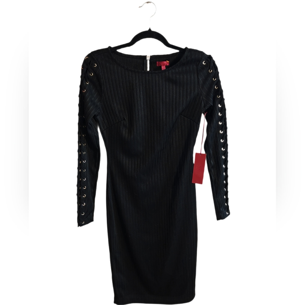 Jennifer Lopez Black Long Sleeve Dress with Eyelet Details